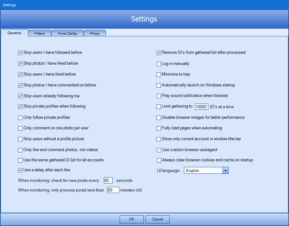 General settings