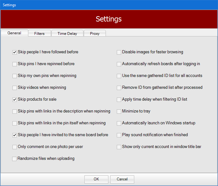 General settings