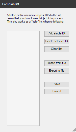 Exclusion list