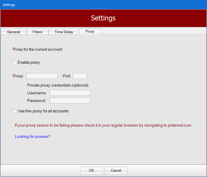 proxy settings