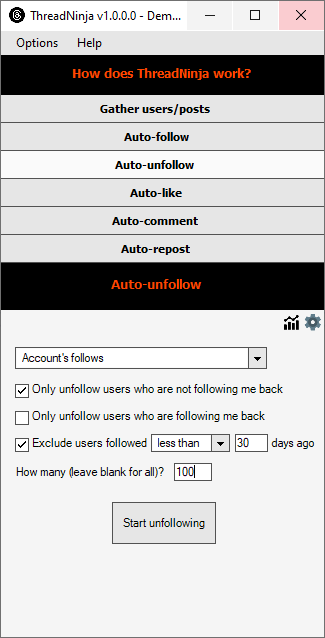 Auto unfollow