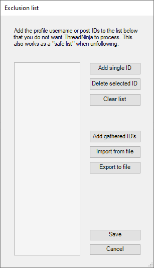 Exclusion list