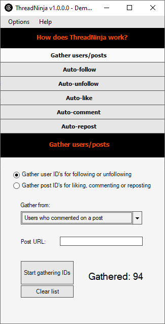 Gather users/posts